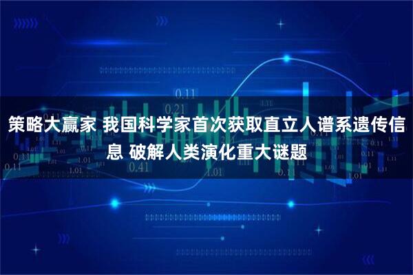 策略大赢家 我国科学家首次获取直立人谱系遗传信息 破解人类演化重大谜题
